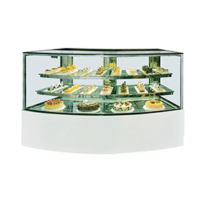 Curve Design Curved Shape Refrigerated Glass Cake Display Case Cabinet